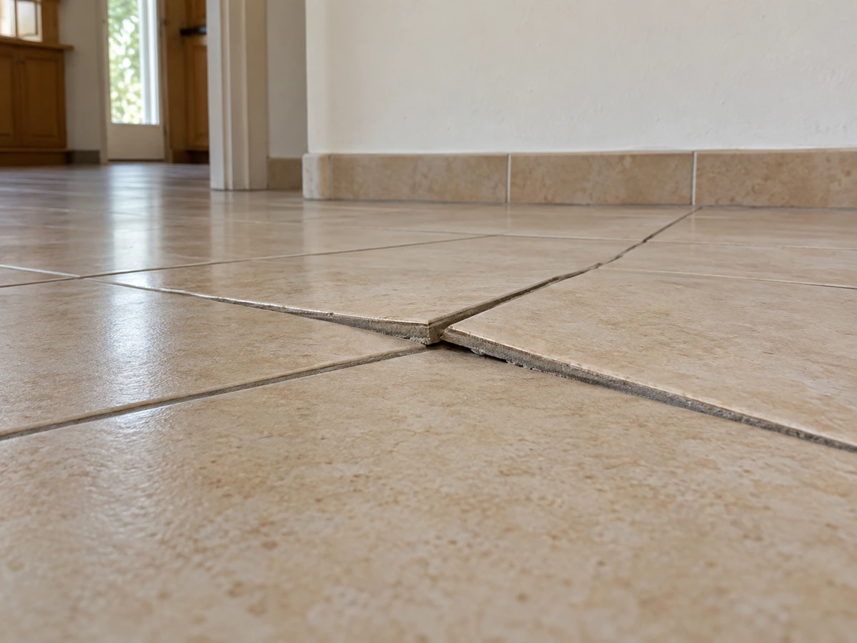 Deux carreaux relevés l'un contre l'autre, en tente : photo