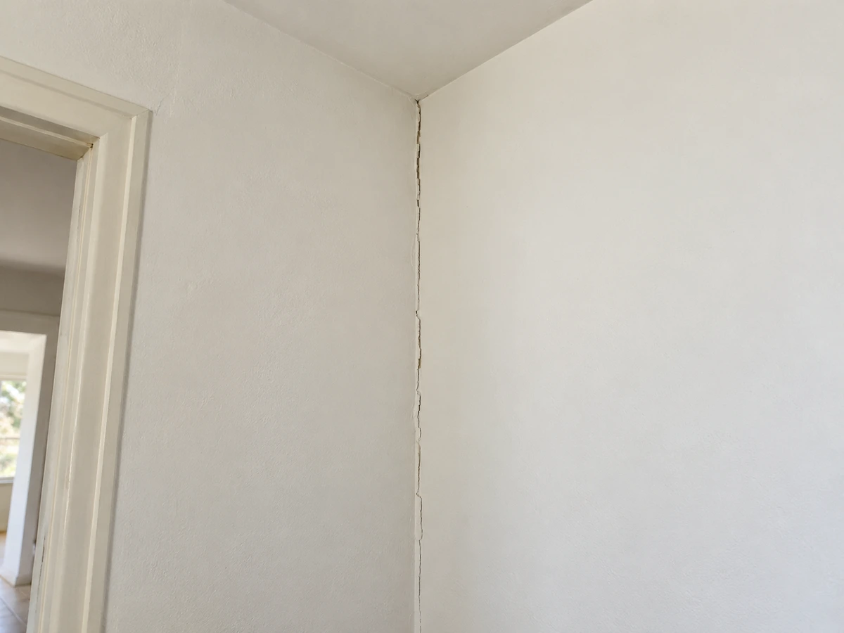 Fente qui s'ouvre dans l'angle entre une cloison et un mur : photo