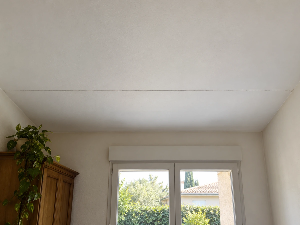Ligne droite au plafond, qui s'arrête net au mur : photo
